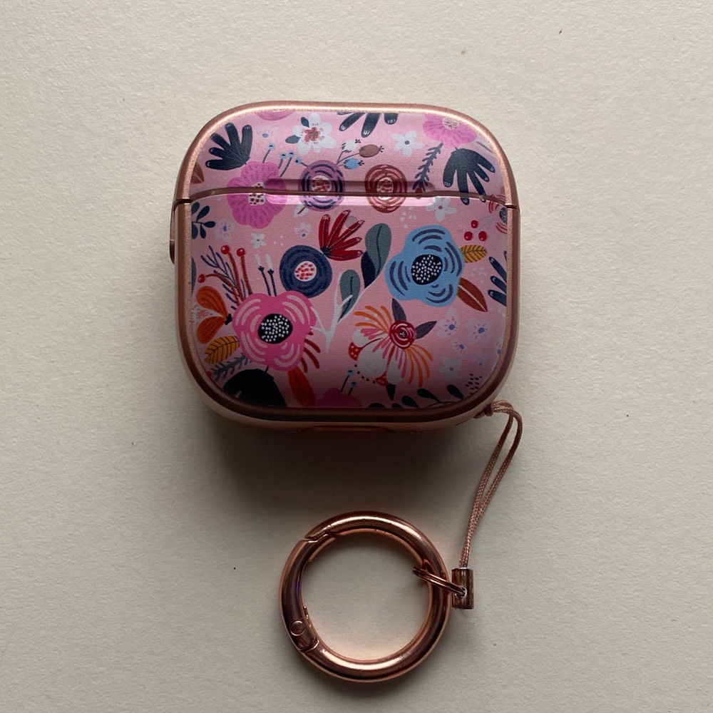 🌻Floral Pink AirPods Case with Keychain